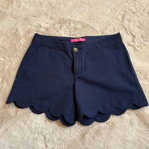 Lilly Pulitzer Navy Scalloped High Waist Shorts